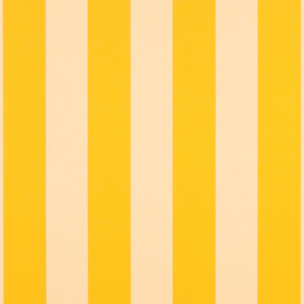 Sample of Sunbrella Beaufort Yellow / White 6 Bar 5702 - 0000 46 - Inch Stripes Awning / Shade Fabric - SewKnot