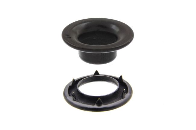 DOT Rolled Rim Grommet with Spur Washer #2 (20 - 007R201611XG) Government Black Brass 7/16 inch 1 - gross - SewKnot