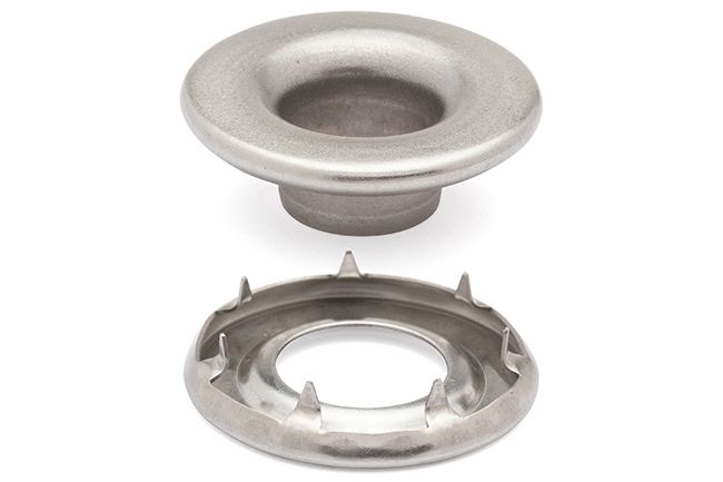 DOT Rolled Rim Grommet with Spur Washer #2 (20MNS77250001XG) Stainless Steel 3/8 inch 1 - gross - SewKnot