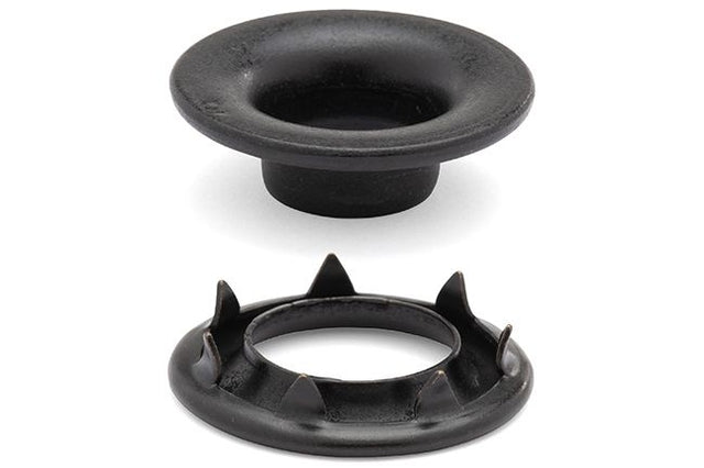 DOT Rolled Rim Grommet with Spur Washer #3 (20 - 007R301611XG) Government Black Brass 15/32 inch 1 - gross - SewKnot