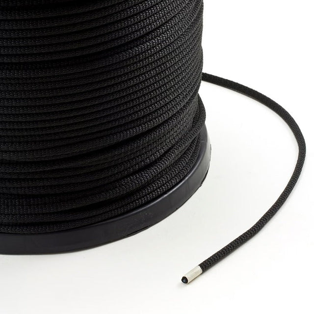 Neobraid Polyester Cord #8 - 1/4 inch x 1000 feet Black - SewKnot