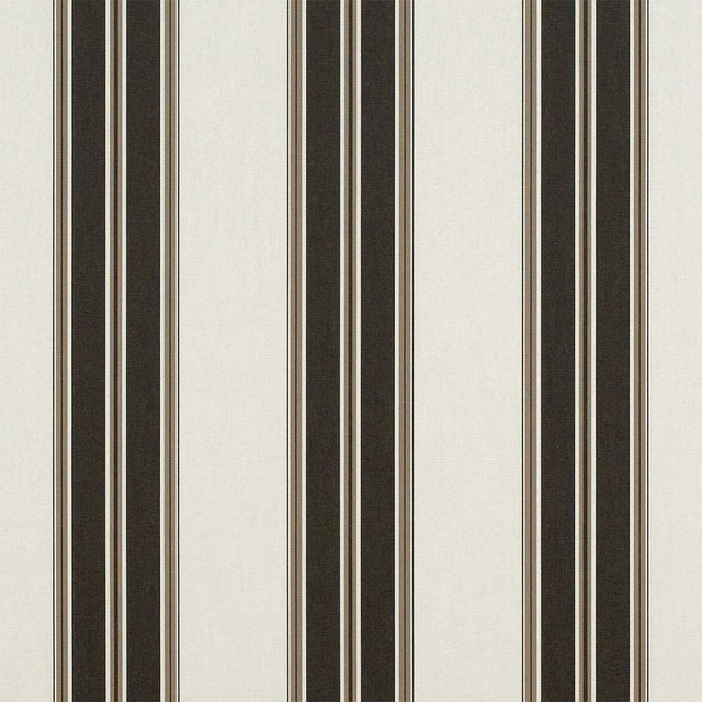 Sample of Sunbrella Black / Taupe Fancy 4946 - 0000 46 - Inch Stripes Awning / Shade Fabric - SewKnot