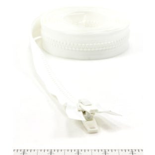 YKK Vislon #10 Separating Zipper AutoLok Double Pull Plastic Slider 108 inch White - SewKnot