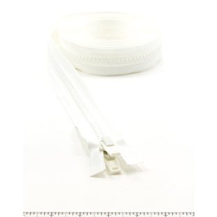 YKK Vislon #10 Separating Zipper AutoLok Double Pull Plastic Slider 120 inch White - SewKnot