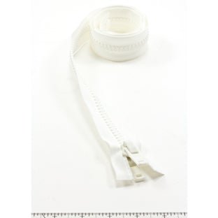 YKK Vislon #10 Separating Zipper AutoLok Double Pull Plastic Slider 36 inch White - SewKnot