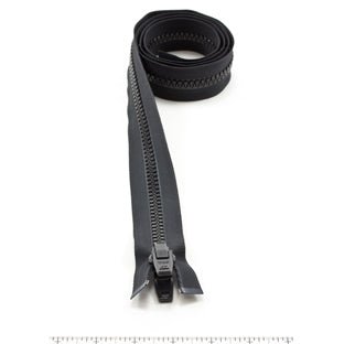 YKK Vislon #10 Separating Zipper AutoLok Double Pull Plastic Slider 48 inch Black - SewKnot