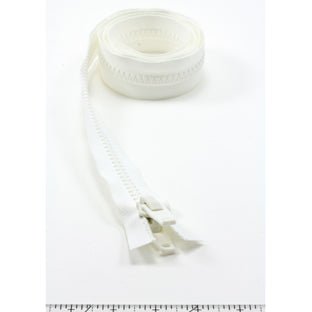 YKK Vislon #10 Separating Zipper AutoLok Double Pull Plastic Slider 48 inch White - SewKnot