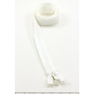 YKK Vislon #10 Separating Zipper AutoLok Double Pull Plastic Slider 54 inch White - SewKnot