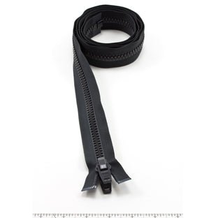 YKK Vislon #10 Separating Zipper AutoLok Double Pull Plastic Slider 60 inch Black - SewKnot