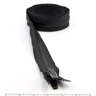 YKK Vislon #10 Separating Zipper AutoLok Double Pull Plastic Slider 66 inch Black - SewKnot