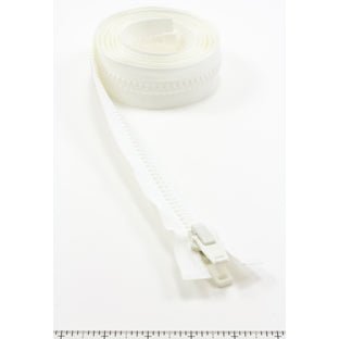 YKK Vislon #10 Separating Zipper AutoLok Double Pull Plastic Slider 72 inch White - SewKnot