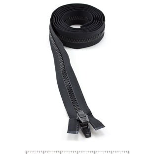 YKK Vislon #10 Separating Zipper AutoLok Double Pull Plastic Slider 84 inch Black - SewKnot