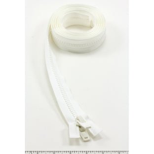 YKK Vislon #10 Separating Zipper AutoLok Double Pull Plastic Slider 84 inch White - SewKnot